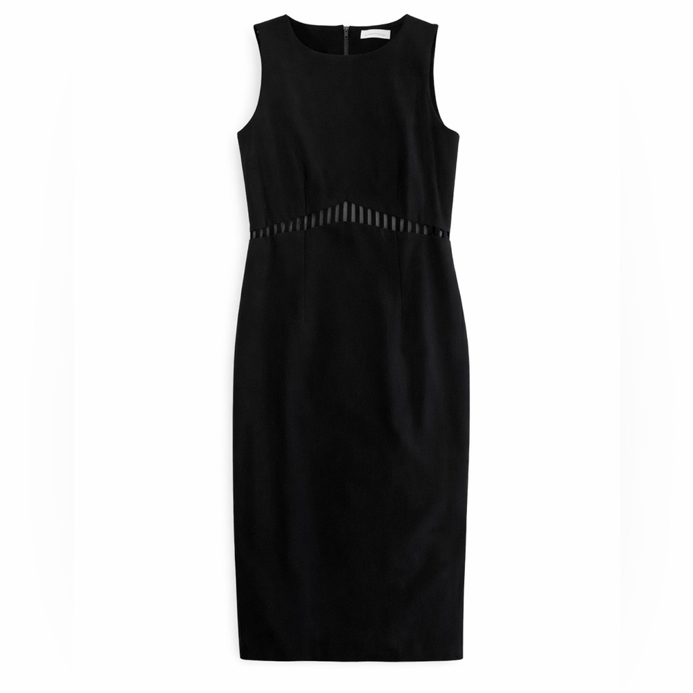 Calvin Klein Black Sheath Midi Dress Cut Out Design New Minimalist Office Chic